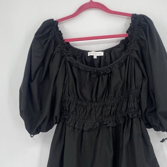 House Of Harlow 1960 Black Puff Sleeve Square Neck Peasant Mini Dress Size M - Picture 5 of 16
